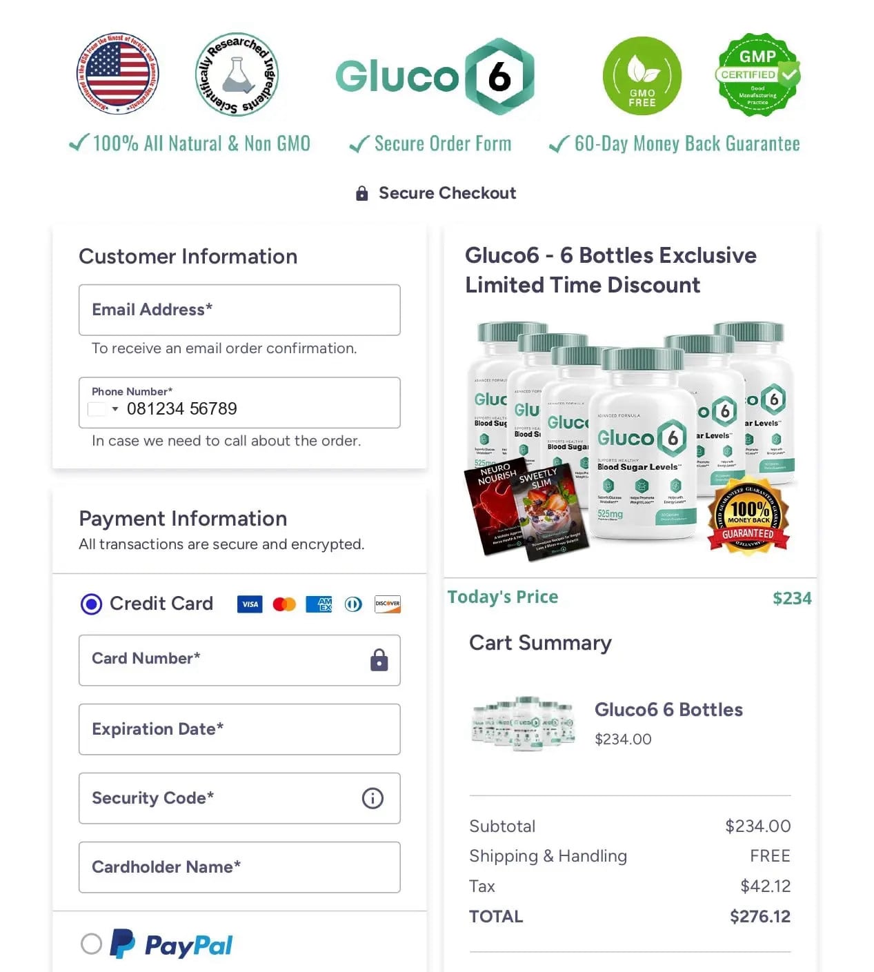 Gluco6 order page